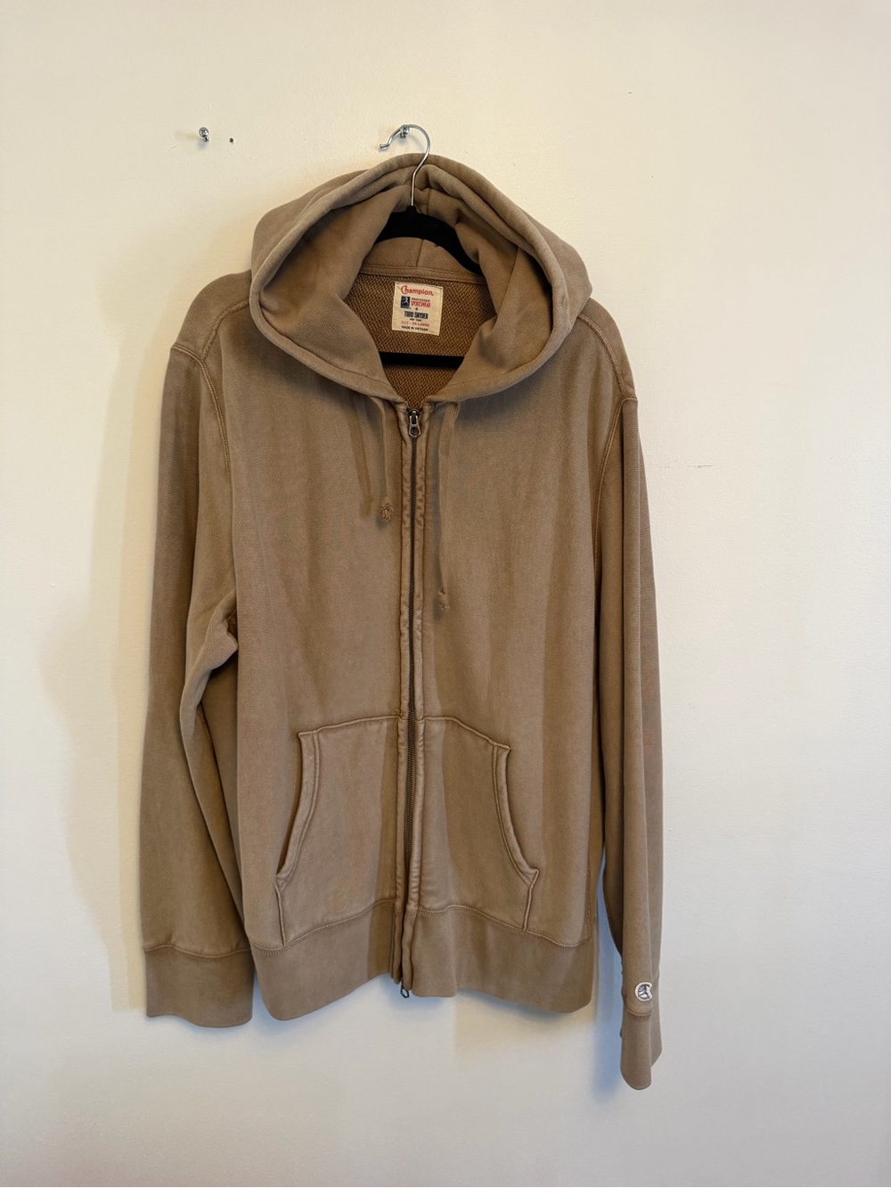 Todd Snyder x Champion Men's Zip Hoodie Sweatshirt in Tan XXL